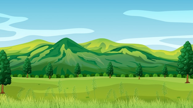 Free vector a green nature landscape background