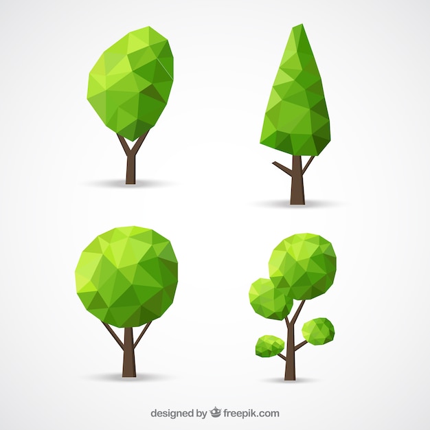 Free Vector green polygonal trees