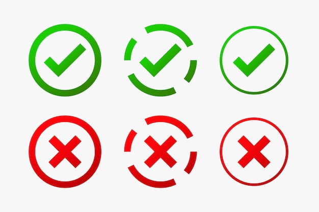 Free Vector green and red check mark circular sign in collection