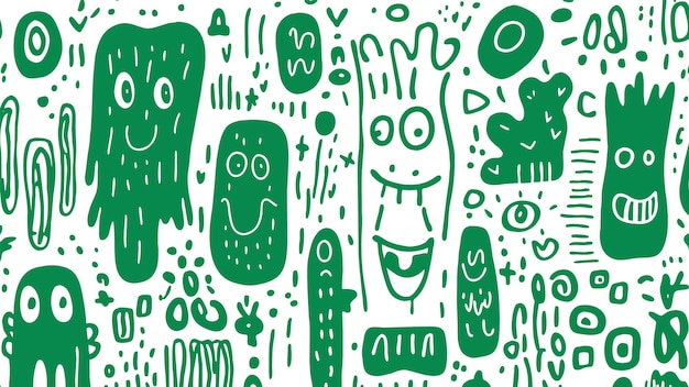 Free vector green and white doodle illustration art