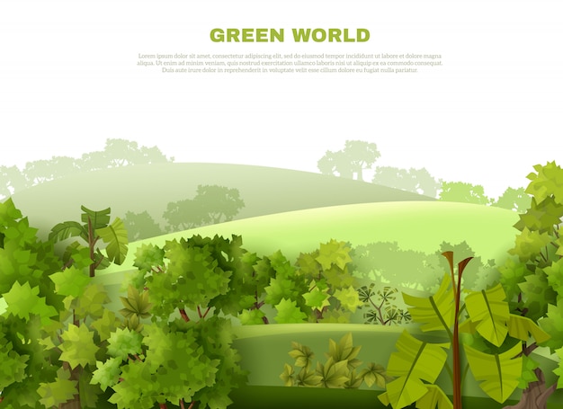 Free Vector green world undulating landscape  eco poster 