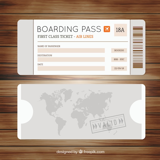 Free vector grey boarding pass with decorative map