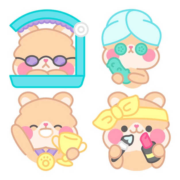 Grooming stickers collection with kimchi the hamster