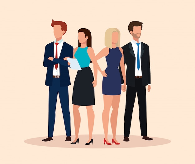 Free vector group of business people avatar character