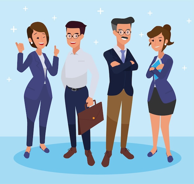 Free vector group of business people isolated. different people with different styles. simple flat cartoon style.