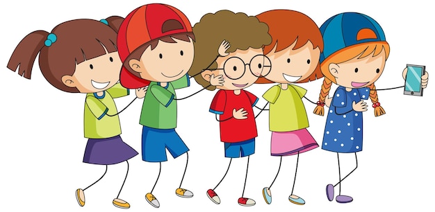 Group of doodle children cartoon character