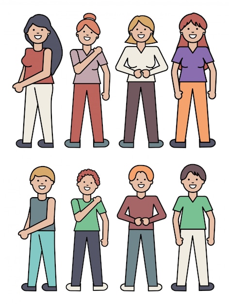 Free Vector group of people avatars characters