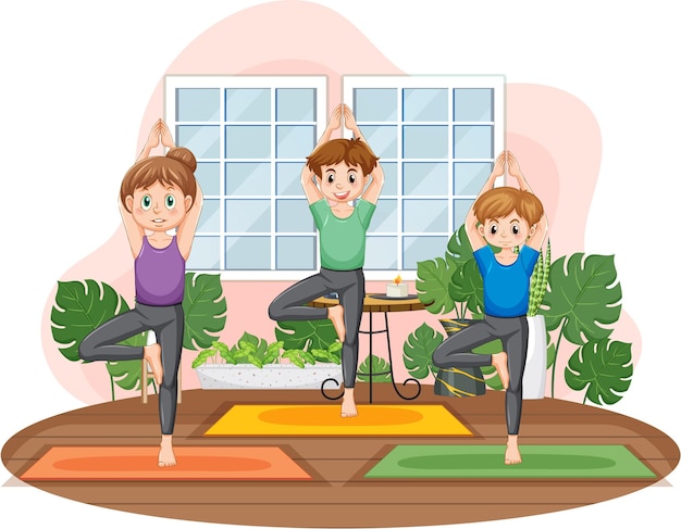 Free vector group of people practicing yoga