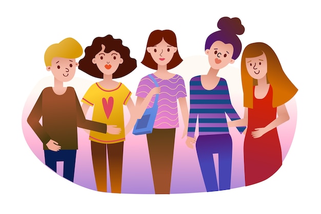 Free Vector group of women