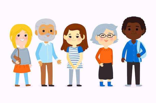 Free vector group of young and old people