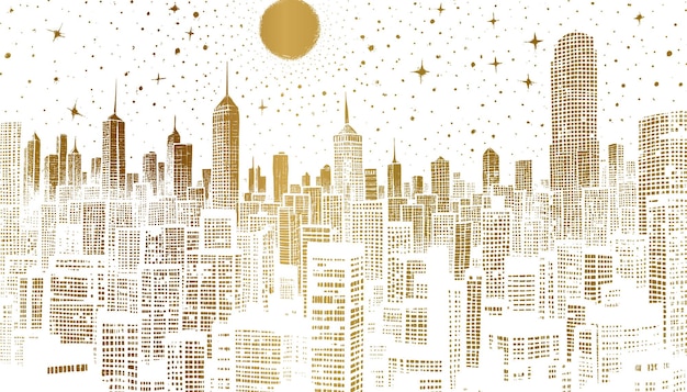 grunge twinkle star city illustration