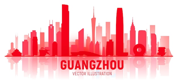 Free vector guangdong skyline. the most prominent buildings of guangdong province.( guangzhou, dongguan ,foshan, shenzhen )