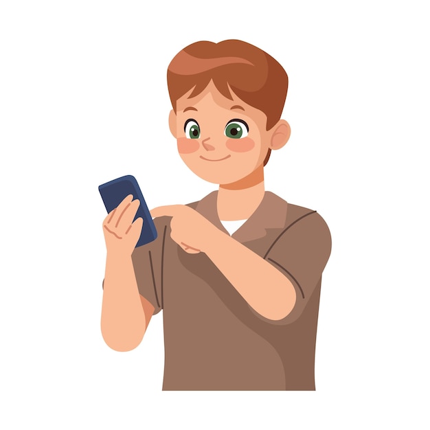Free vector guy using smartphone isolated design