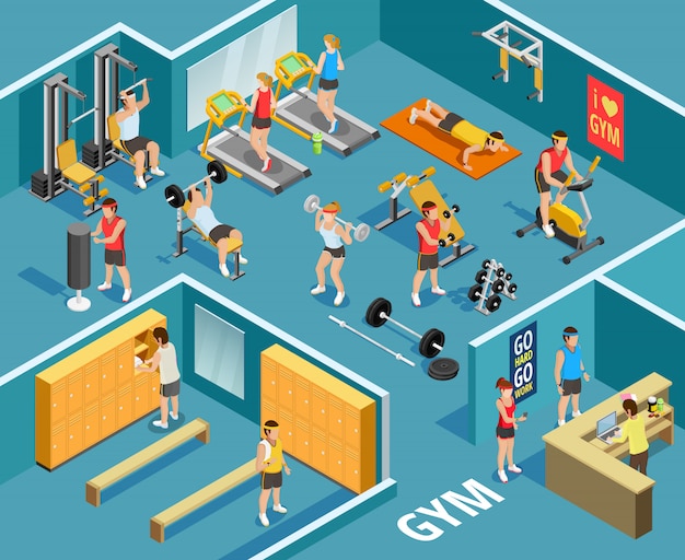 Free Vector gym isometric template