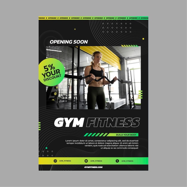 Free Vector gym poster template design