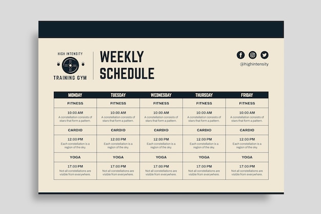 Gym schedule template