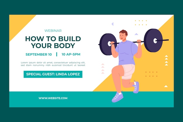 Free Vector gym training  webinar template