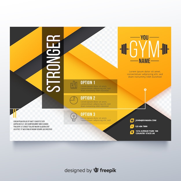 Free Vector gym trifold brochure