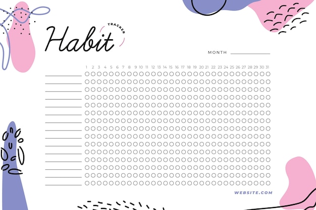 Free vector habit tracker template