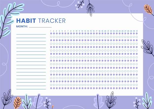 Free vector habit tracker template