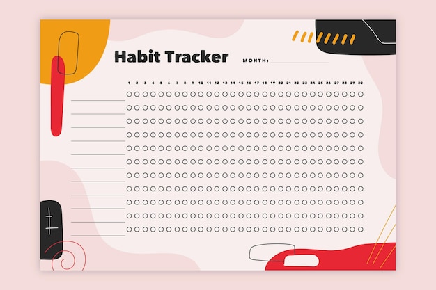 Free vector habit tracker template