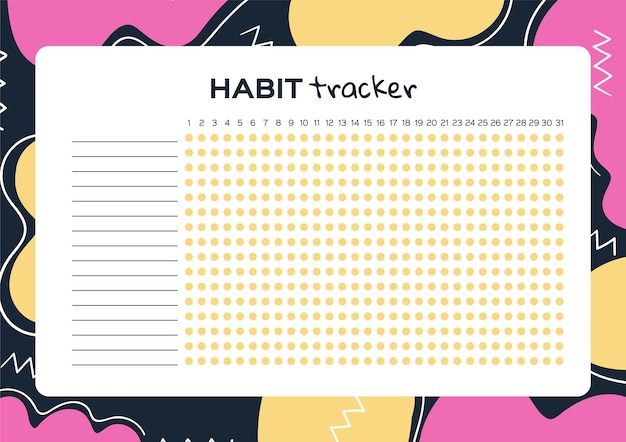 Free vector habit tracker template