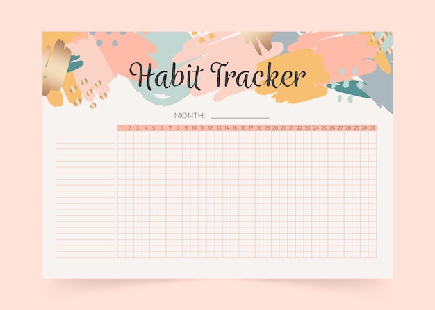 Free Vector habit tracker template