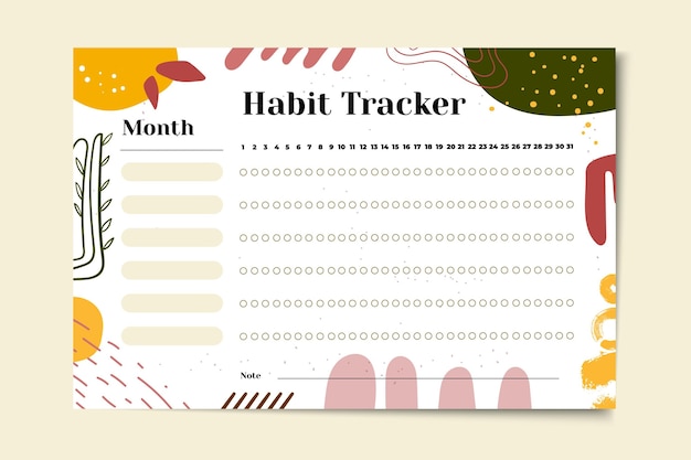 Free vector habit tracker template