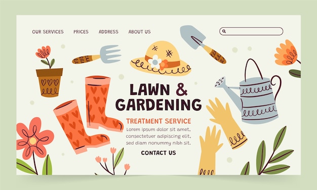 Free vector had drawn flat design gardening landing page