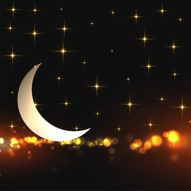 Free Vector half moon and starry night dreamy background with sparkle effect