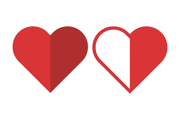 Free Vector half shadow red heart