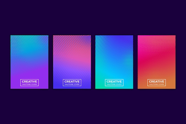 Free Vector halftone gradient cover collection