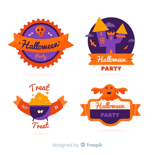 Halloween badge collection in flat design