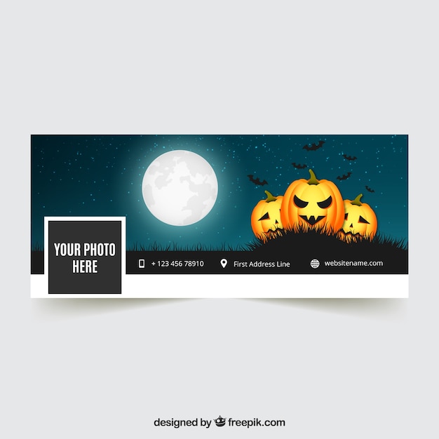 Free Vector halloween facebook cover with pumpkins