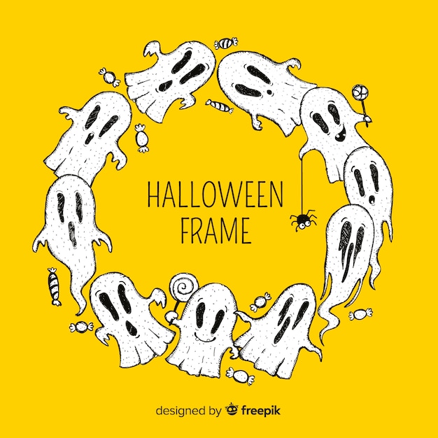 Free Vector halloween frame with ghosts