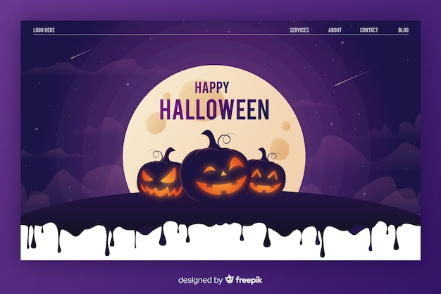 Halloween landing page in flat design