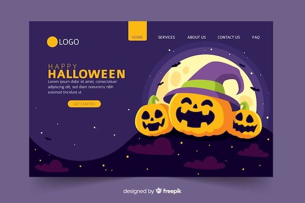 Free vector halloween landing page in flat design