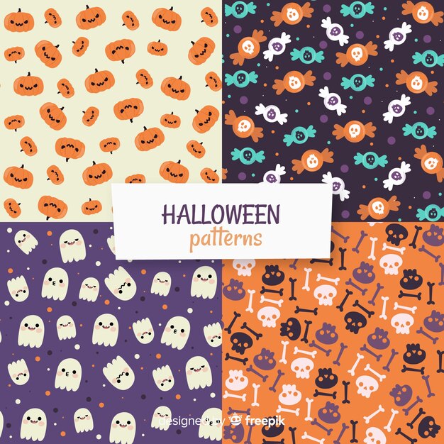 Halloween pattern collection in flat design