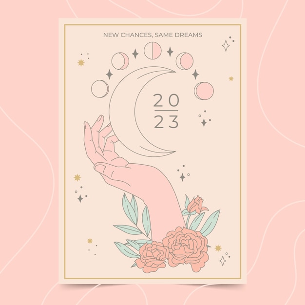 Free vector hand drawn 2023 calendar cover illustration