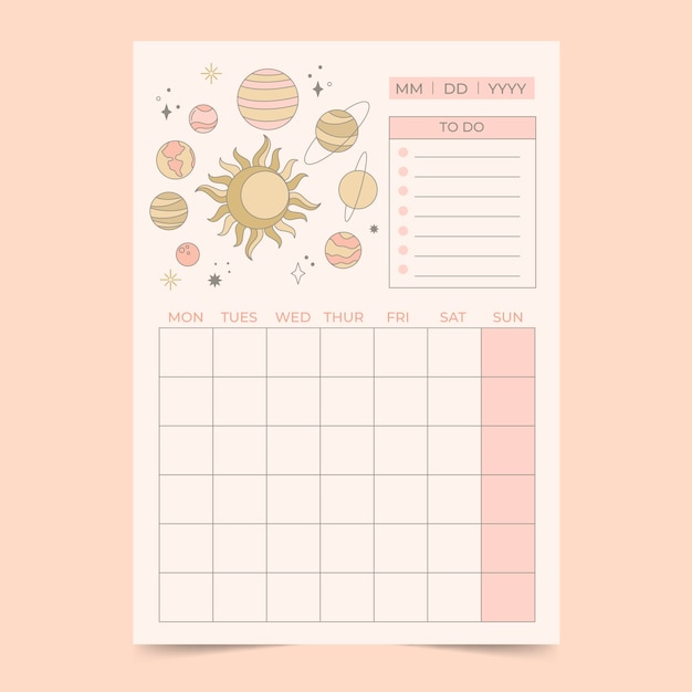 Free vector hand drawn 2023 monthly planner calendar template