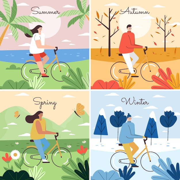 Free vector hand drawn 4 seasons illustration