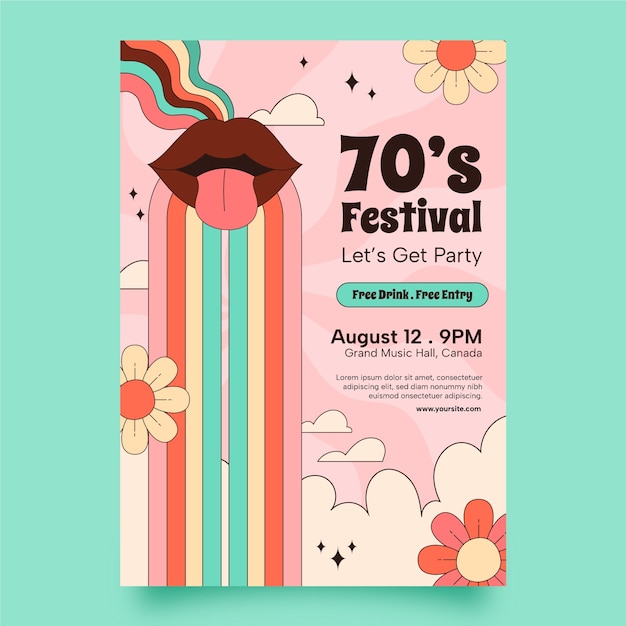 Free Vector hand drawn 70s style poster design