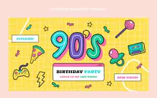 Free vector hand drawn 90s birthday facebook post