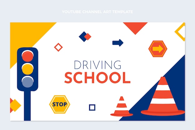 Free Vector hand drawn abstract driving school youtube channel art