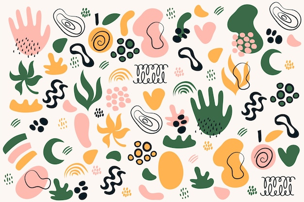 Free vector hand drawn abstract organic shapes background