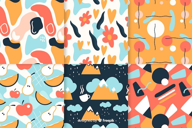 Free vector hand drawn abstract pattern collection