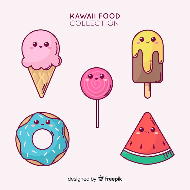 Hand drawn adorable food collection