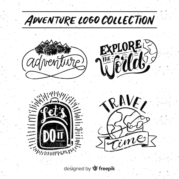 Free Vector hand drawn adventure logo collection