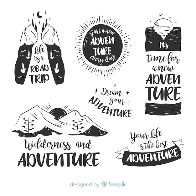 Free Vector hand drawn adventure logo collection