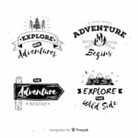 Free vector hand drawn adventure logos collection